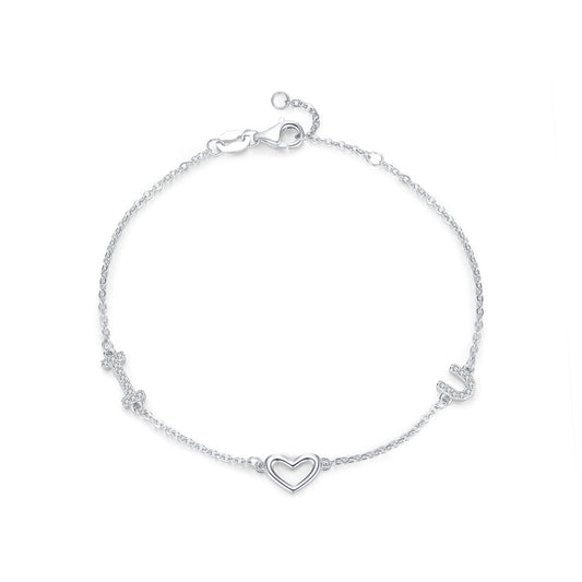 Romantic English Letter Love Sterling Silver Bracelet