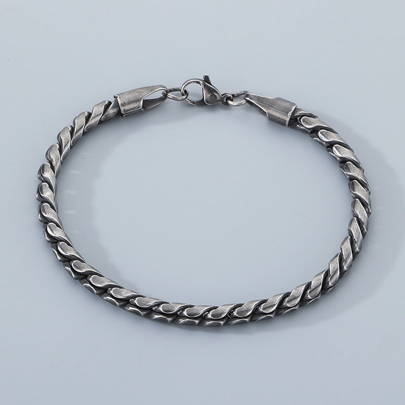 Planderful Mens INS Style S Shaped Stainless Steel Bracelet