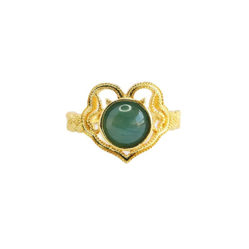 Blue-Water Jadeite Ruyi Ring