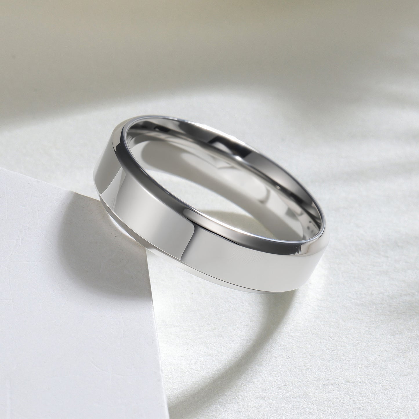 Planderful Everyday Genie Titanium Steel Ring Unisex 4mm 6mm 8mm Glossy Double Beveled Finish