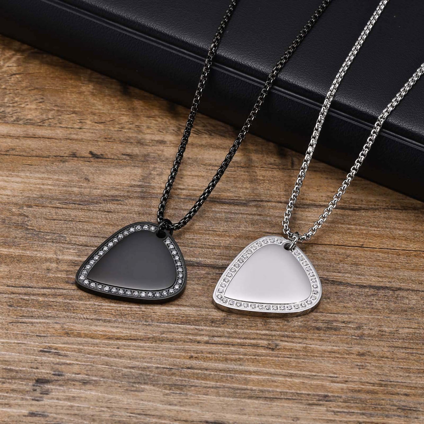 Men's Fashion Accessories Stainless Steel Guitar Pendant Black