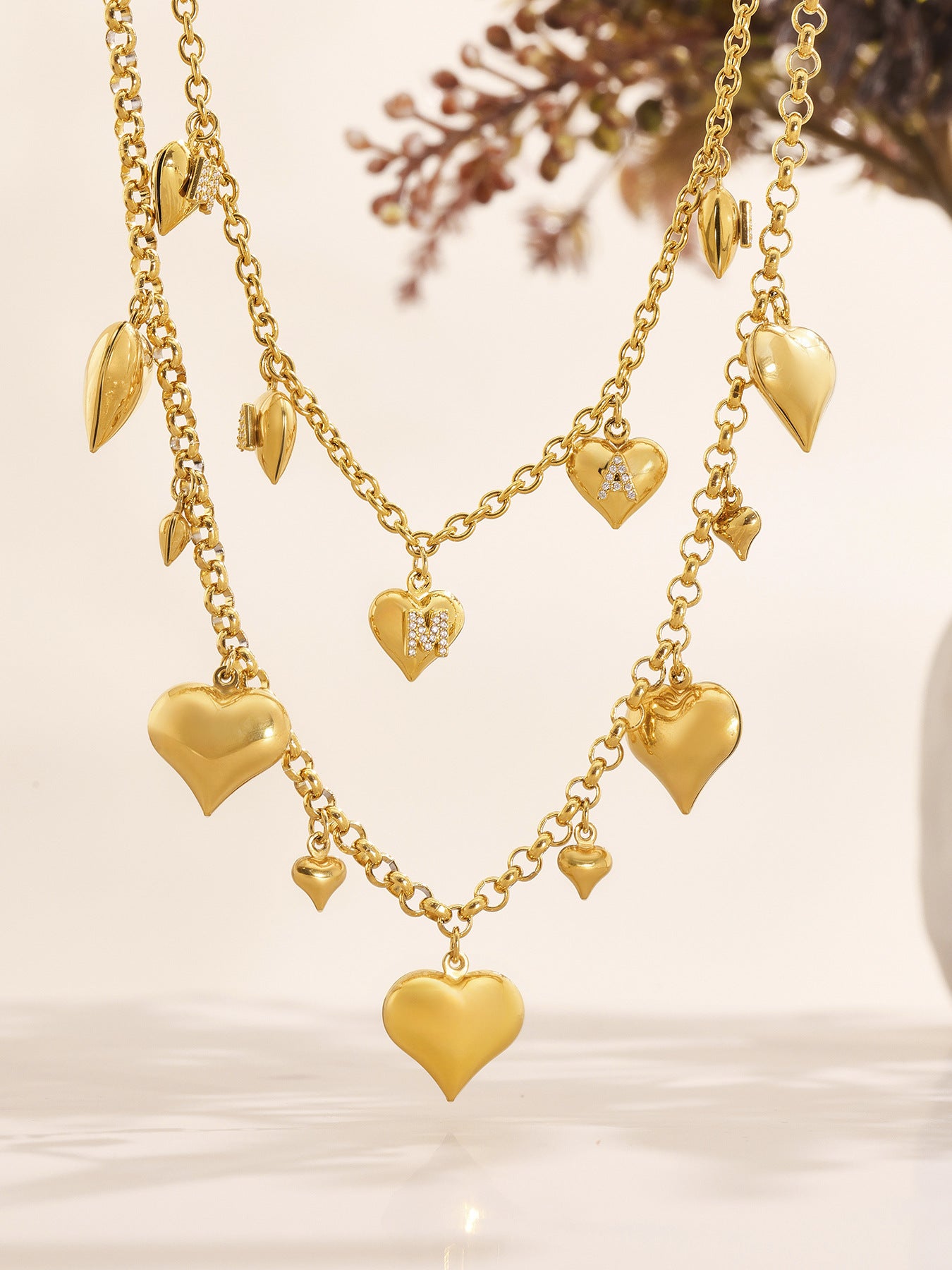 Planderful Stainless Steel Women Love Necklace 18K Plated