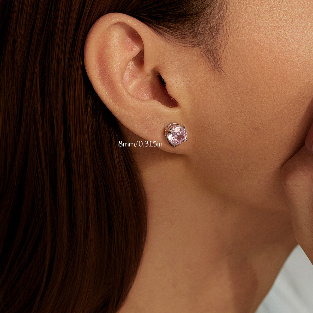 925 Sterling Silver Blush Pink Rose-Cut Zircon Stud Earrings
