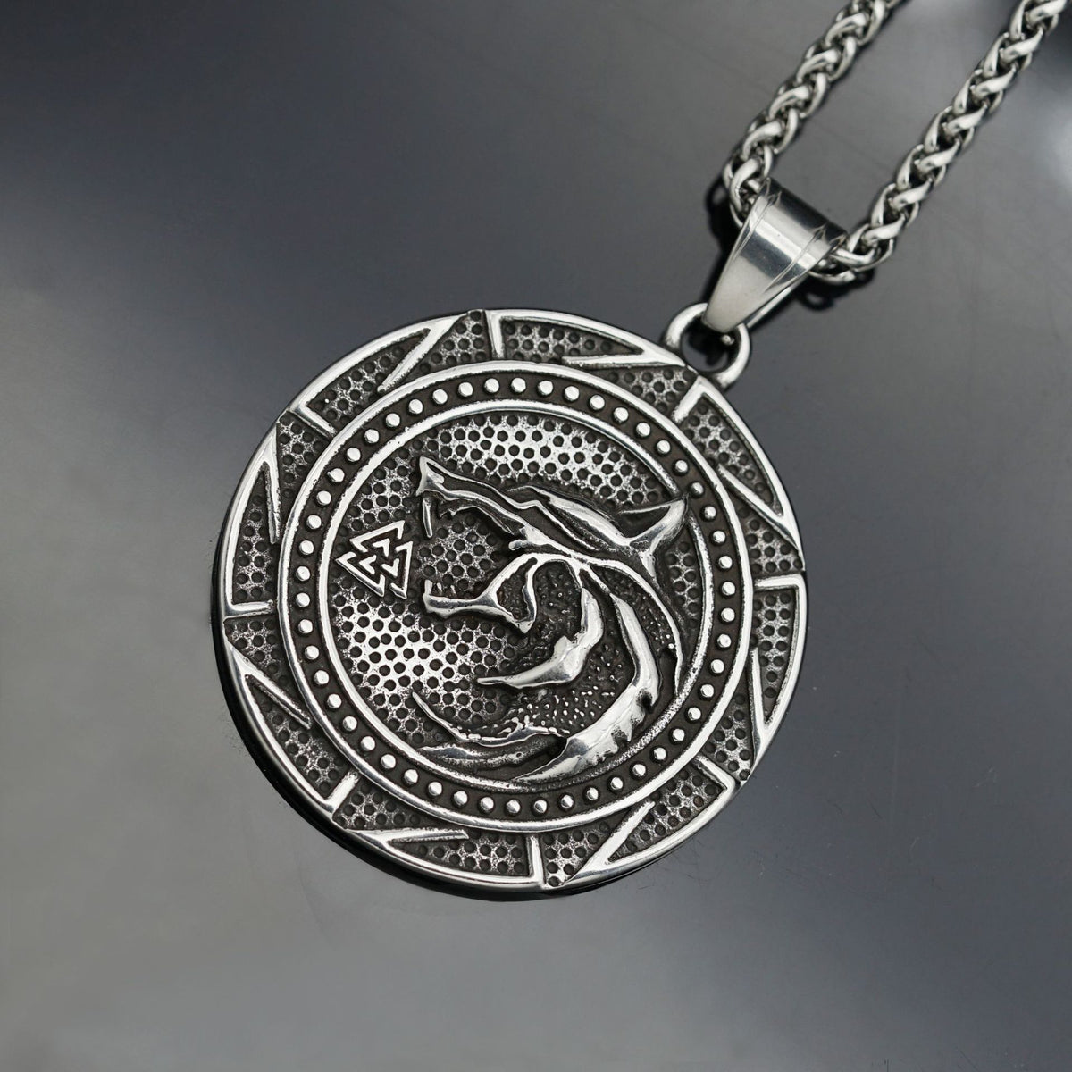 Celtic Viking Wolf Stainless Steel Pendant Necklace
