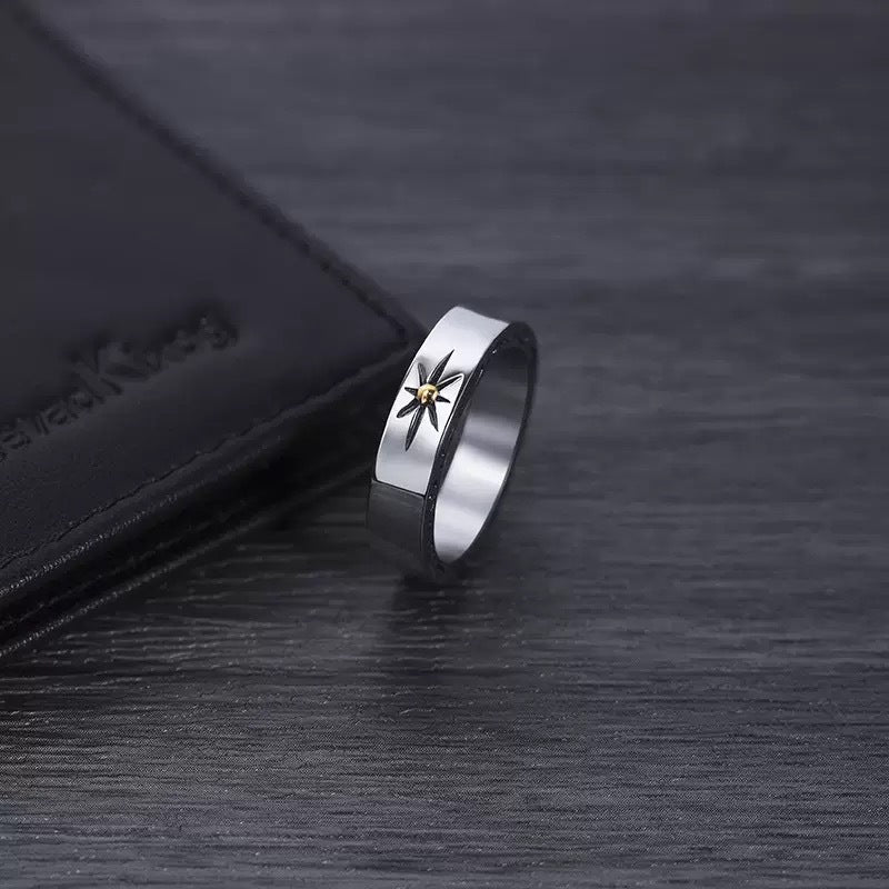 Planderful Everyday Genie Titanium Steel Ring For Men North Star Hipster Style Durable Daily Wear Gift