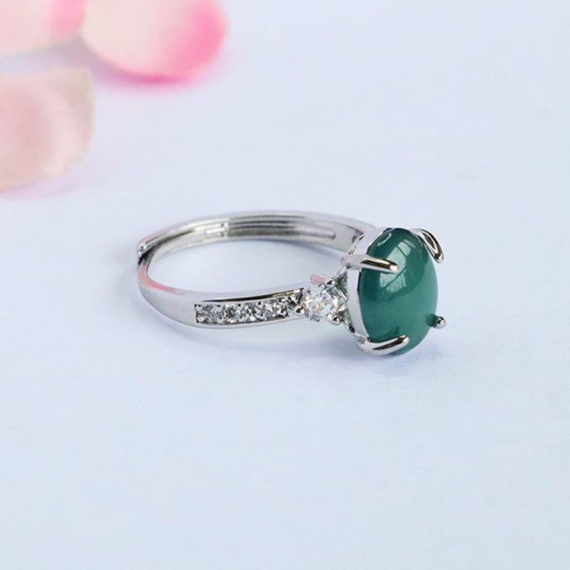 Blue Water Jadeite Star-Accented Ring