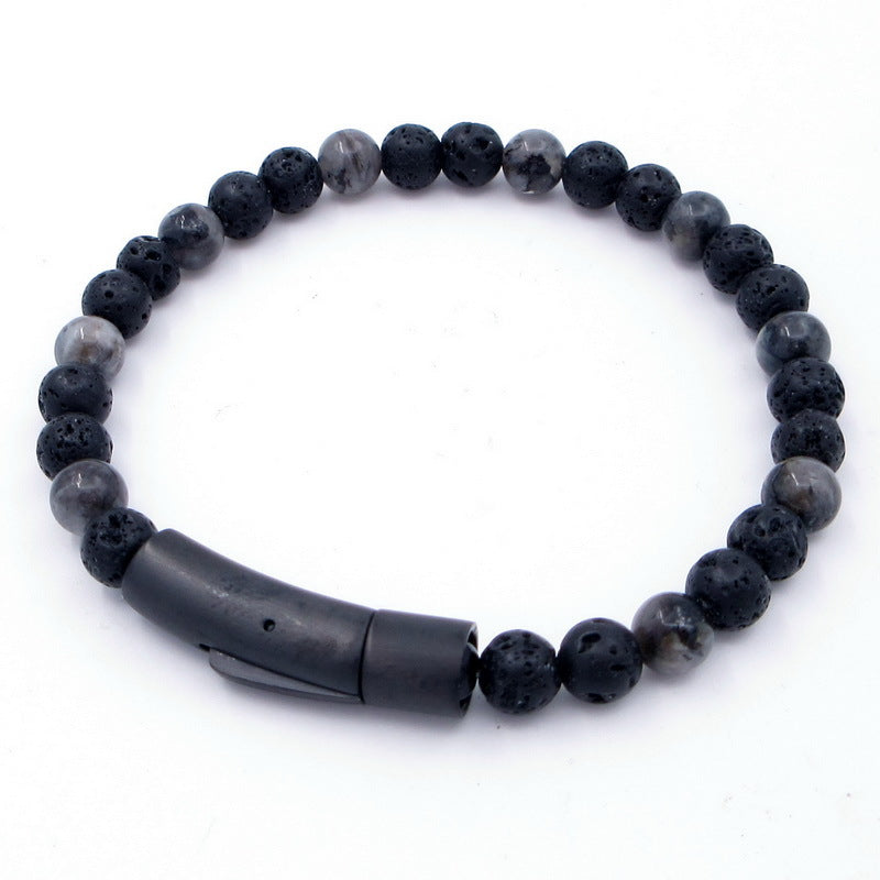 Bracelet – Tiger's Eye Stone Turquoise Magnetic Buckle Titanium Steel Men's Beaded