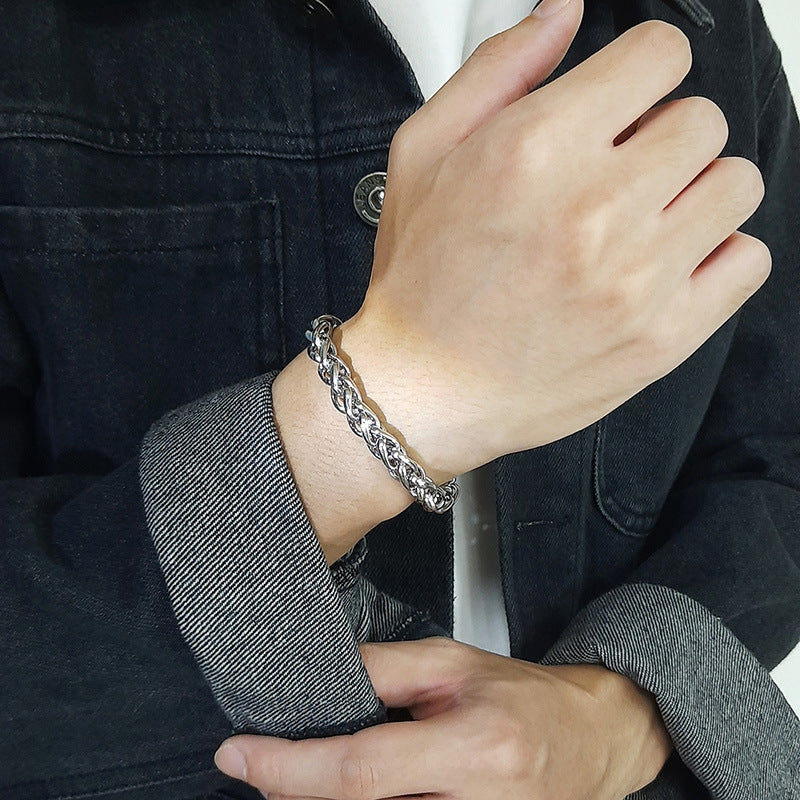 Stainless Steel Flower Basket Chain Men's Fashion Bracelet