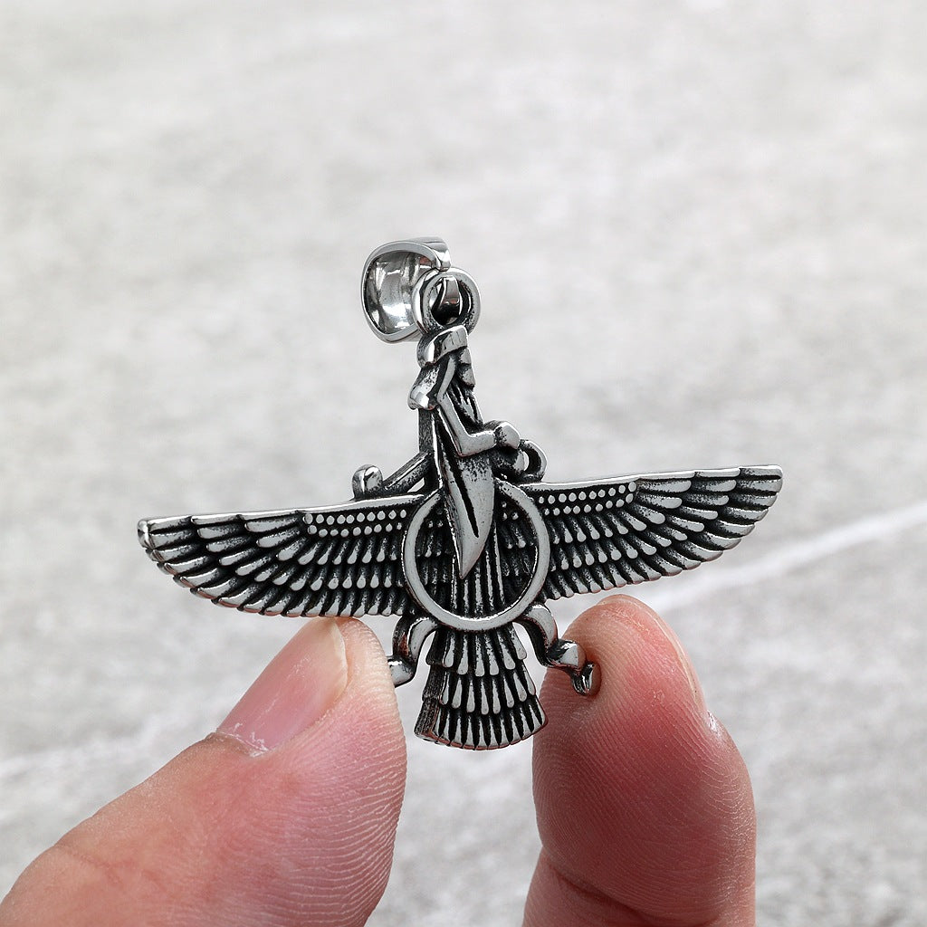 Vintage Egyptian Stainless Steel Men's Pendant Necklace