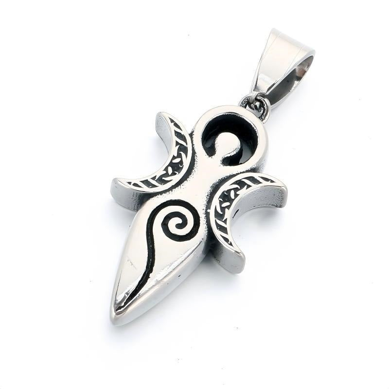 Primitive Tribe Moon Muse Totem Pendant Vintage Gothic Thorns Cross Element Stainless Steel Necklace