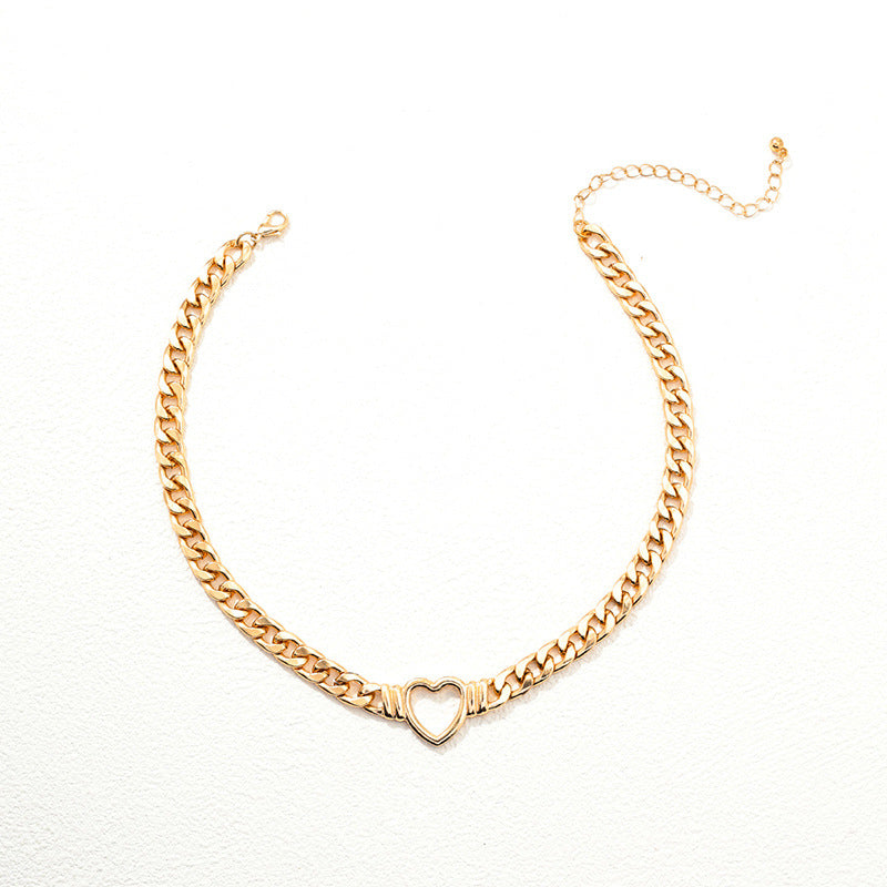 Trendy Retro Hollow Heart Wide Face Necklace - Vienna Verve Collection