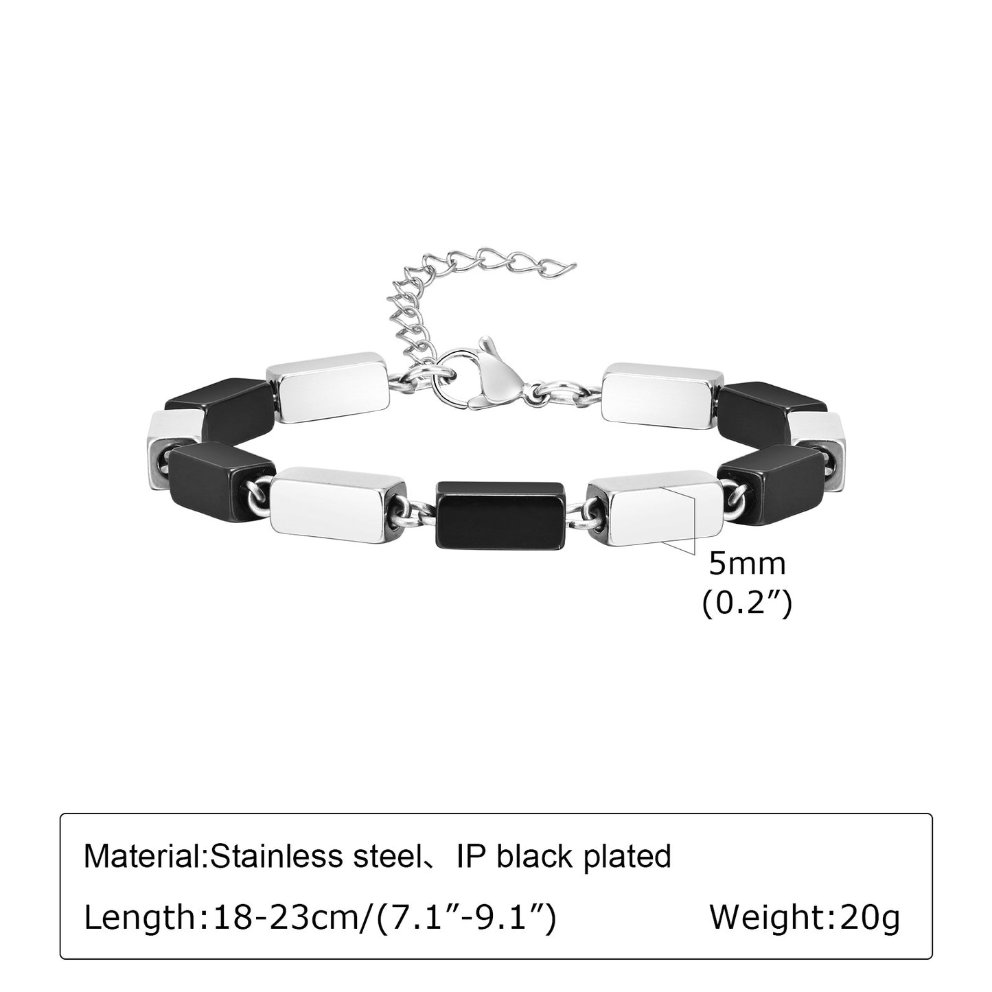 Men's Hip Hop Stainless Steel Handmade Chain Vintage Twist Geometric Squares for Men