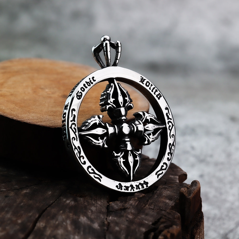 Round Geometric Stainless Steel Men's Pendant Necklace