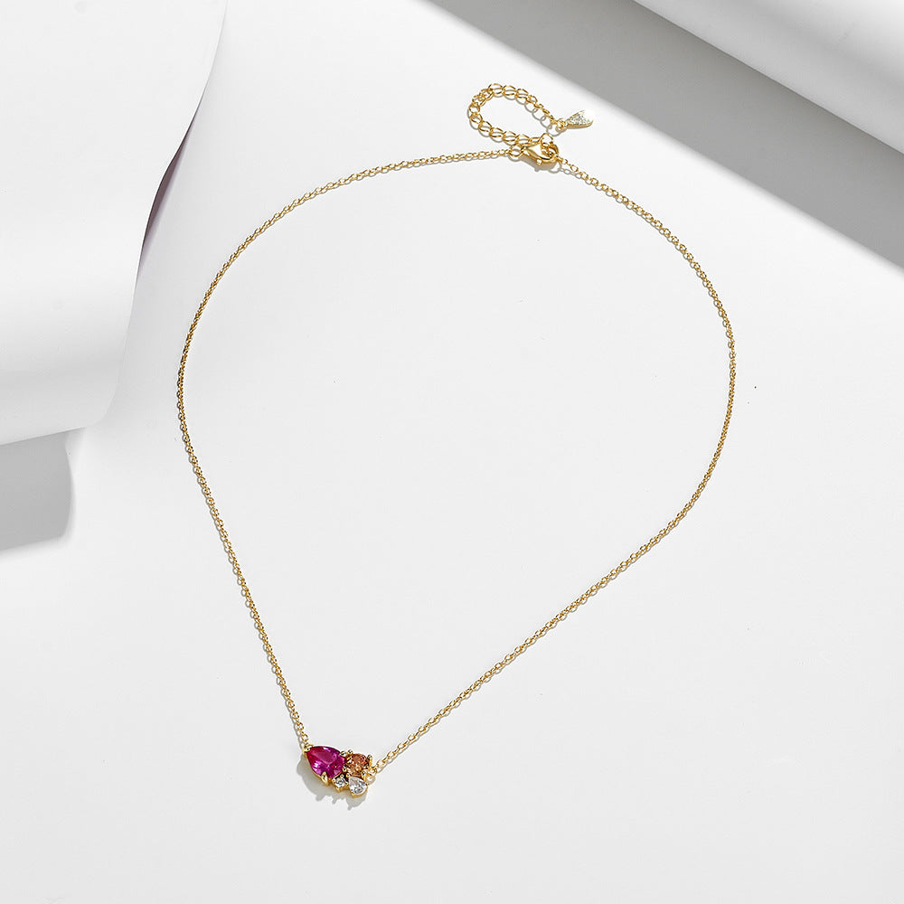 S925 Sterling Silver Necklace Ruby Zircon