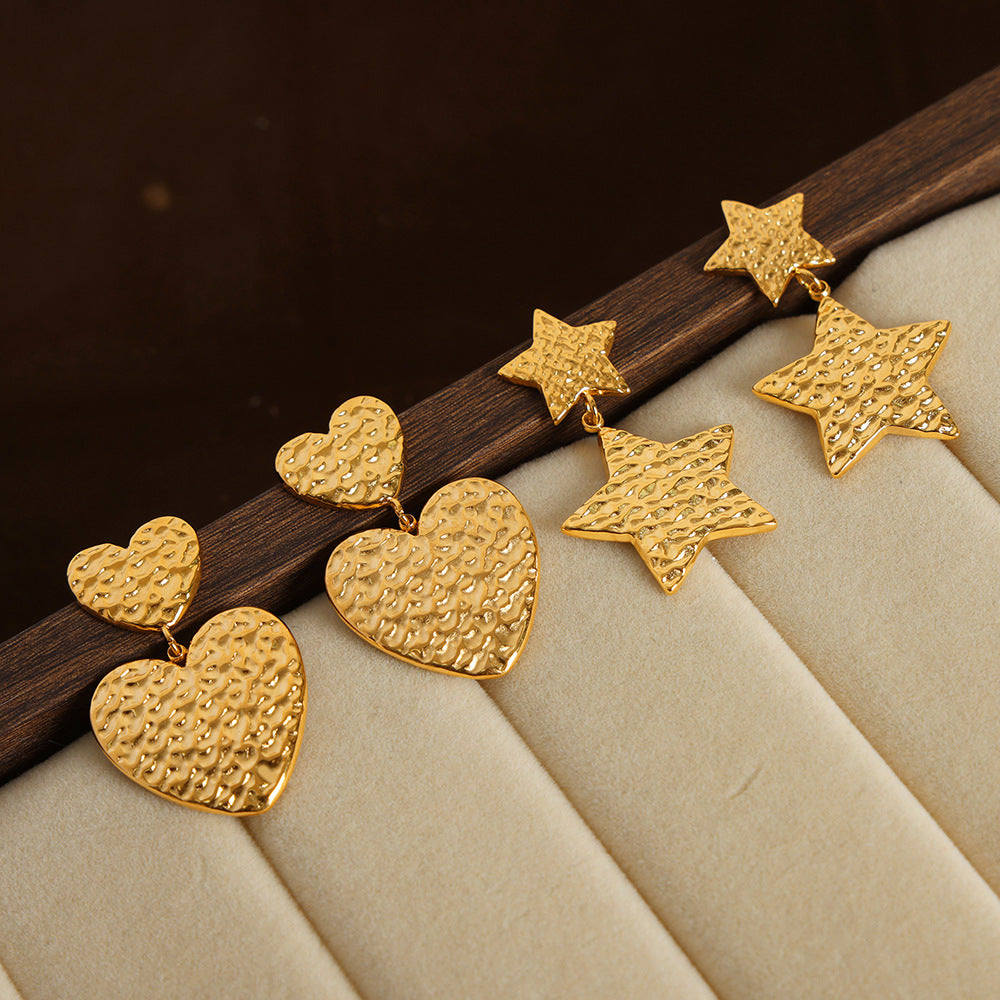 Korean Style Titanium Steel Gold-Plated Love Star Earrings - Everyday Genie Collection