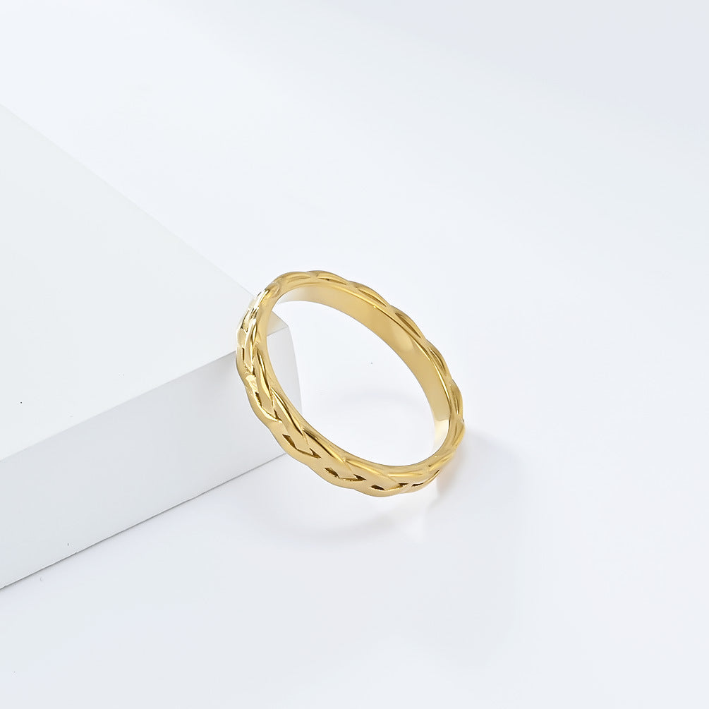Planderful Titanium Steel Ring For Trendsetting Fashion Lovers Braided Chain Minimalist Luxury Jewelry Sizes 5 To 10
