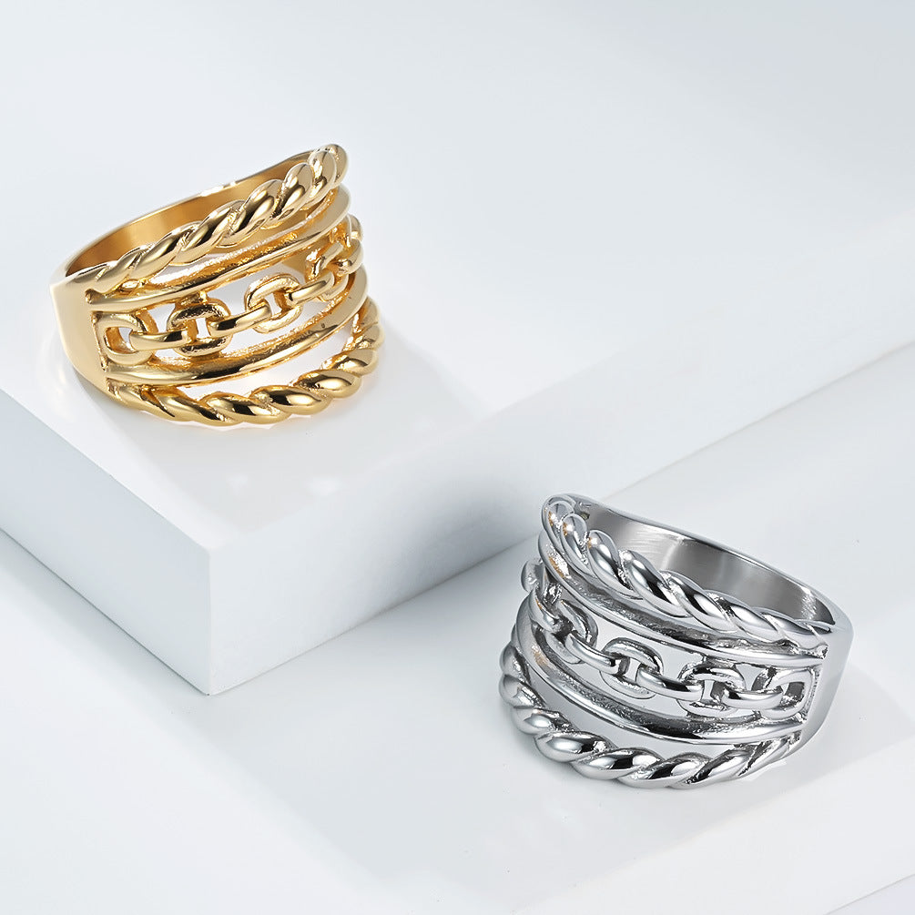Planderful Titanium Steel Multi Strand Braided Ring For Men Unisex Index Finger Luxury