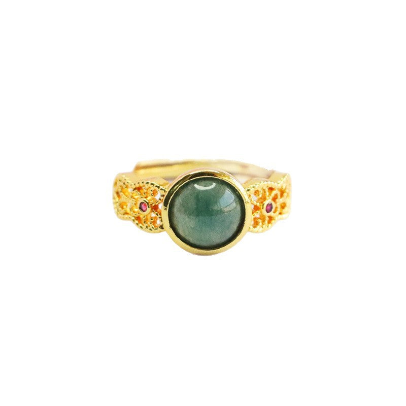 Blue-Water Jadeite Filigree Ring