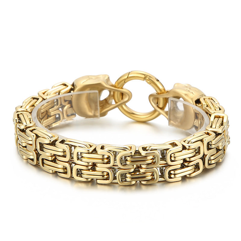 Ghost Head – Vacuum Electroplated Double-Layer Emperor Chain Pattern Skull Titanium Steel Bracelet