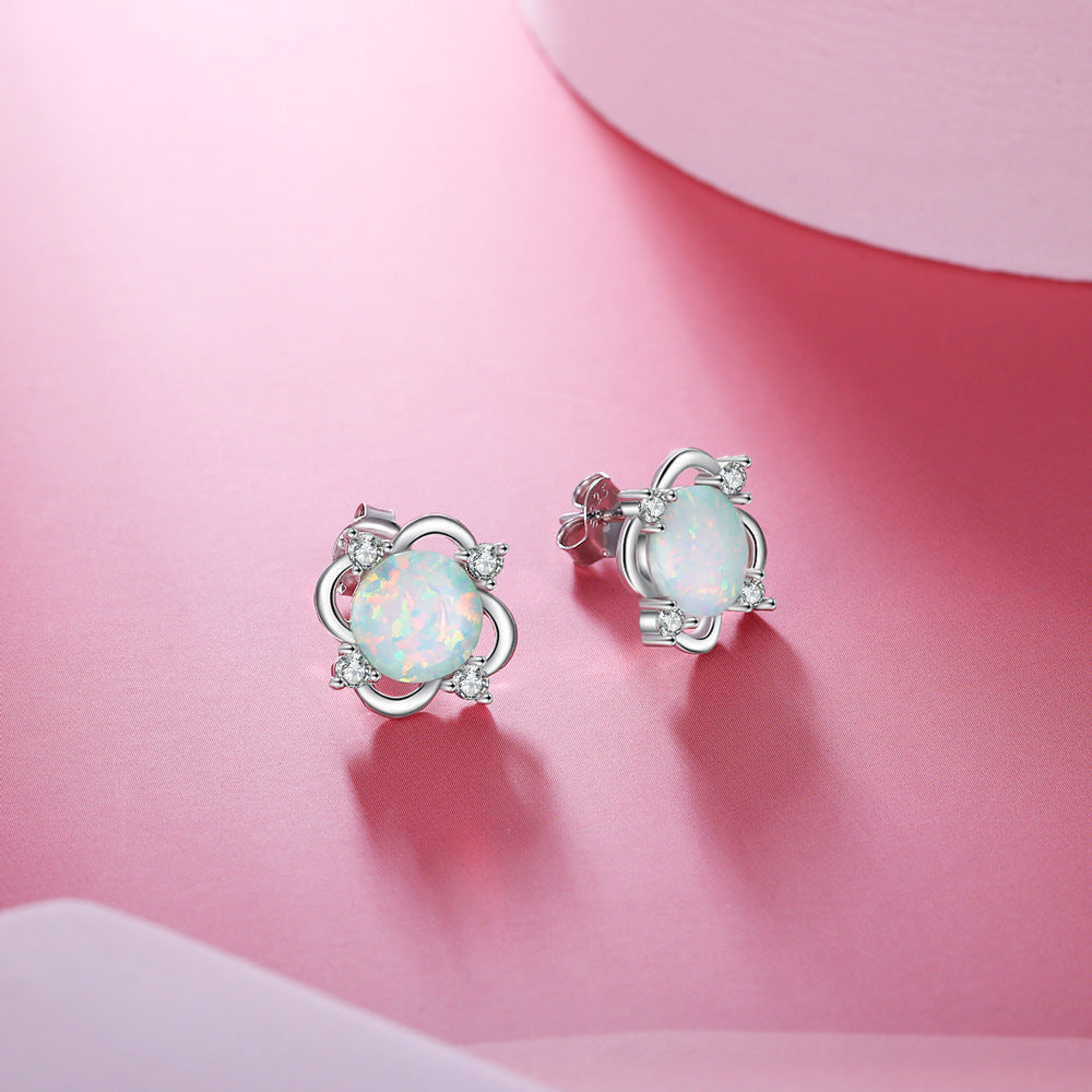 Planderful Jewelry Opal Stud Earrings In Sterling Silver Everyday Genie Collection