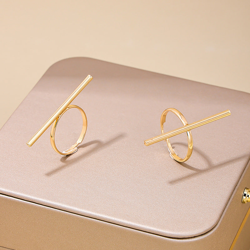 European & American Fashion Metal Geometric Lines Ring Set for Women - Vienna Verve Collection