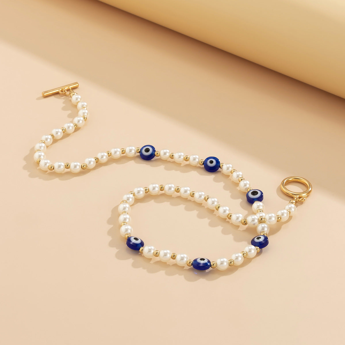 Planderful Vienna Verve Necklace For Women Punk Acrylic Eyes Imitation Pearl Geometric Single Layer Statement