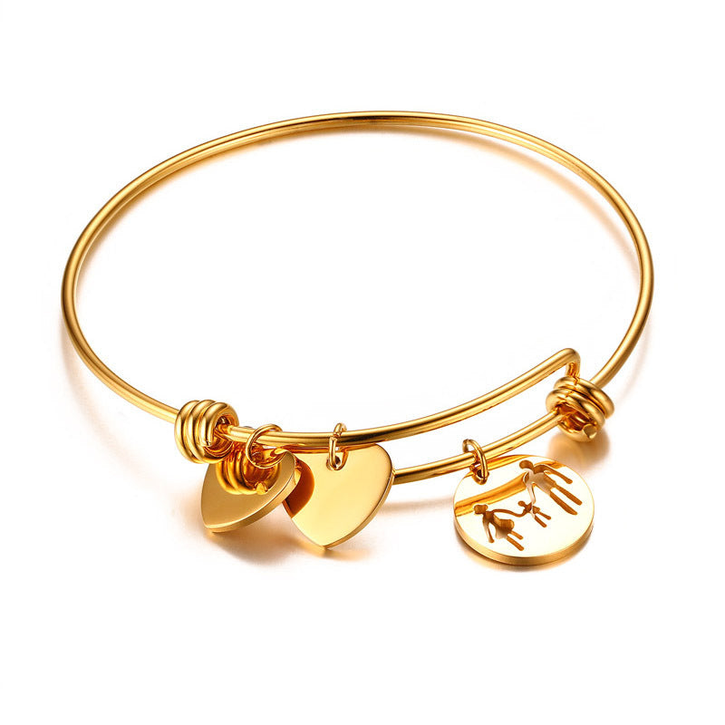 Titanium Steel Adjustable Bracelet Gold Hollow Pattern Jewelry