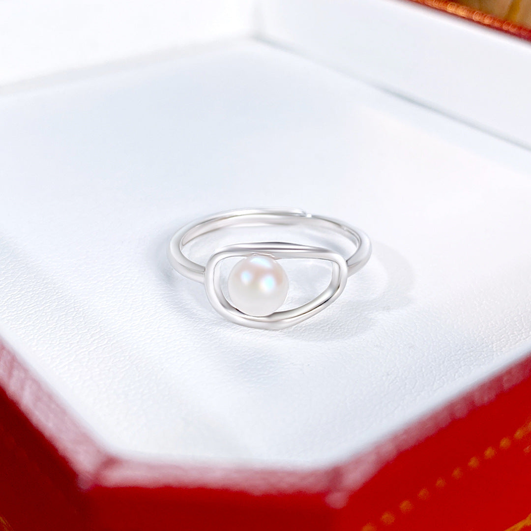 Pearl Cat S925 Sterling Silver Ring