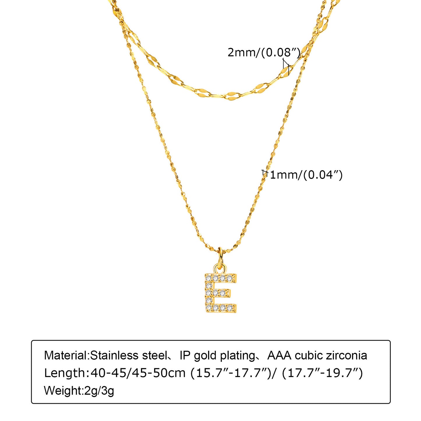 Stainless Steel 26-Letter Zircon Necklace Set for Summer Fashion