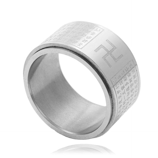 Titanium Steel Buddha-Inspired Retro Ring for Men - Trendy Punk Style in Sizes 8-12