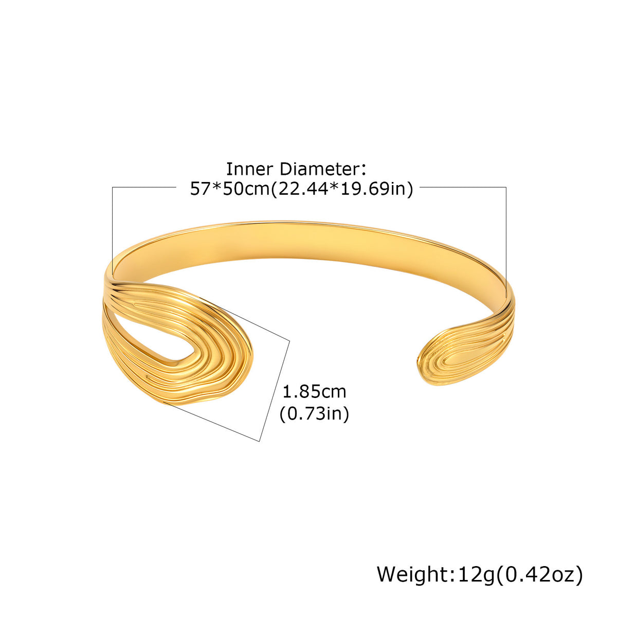 Textured Adjustable Stainless Steel Bracelet for Women