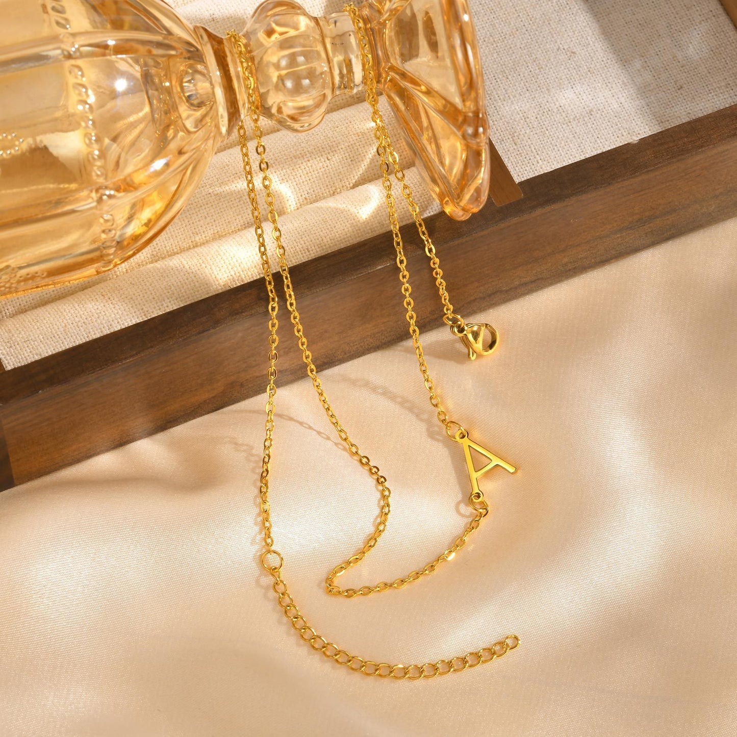 Stainless Steel Flat Cross Chain Letter Necklace Gold Collarbone Chain Letter