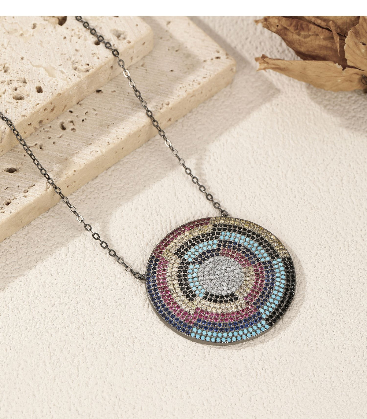 925 Sterling Silver Black Two-Tone Pixel Necklace