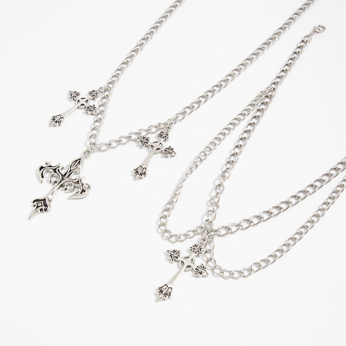 Hip-Hop Cross & Heart Chain Necklace