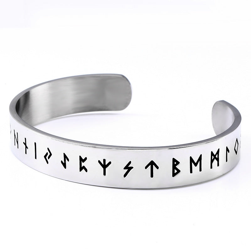 Viking Rune Titanium Steel Bracelet for Men - Retro European and American Style Jewelry