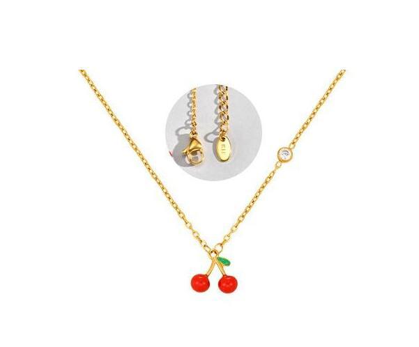 Stainless Steel Gold-Plated Style Design Zircon Cherry Necklace – Anklet