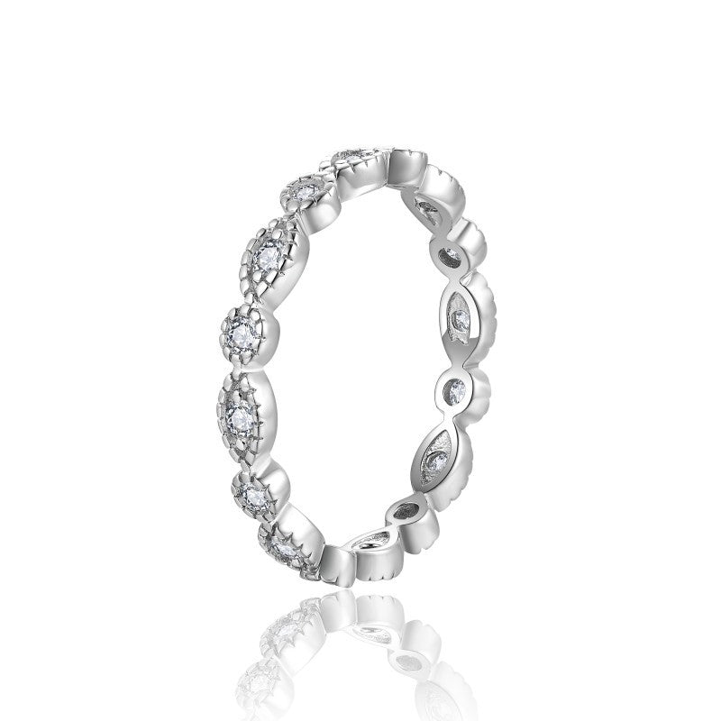 Planderful Moissanite Ring Sparkling 0.45ct Sterling Silver 1.8mm Stacking For Women