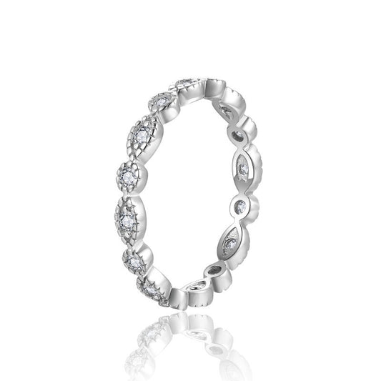 Planderful Moissanite Ring Sparkling 0.45ct Sterling Silver 1.8mm Stacking For Women