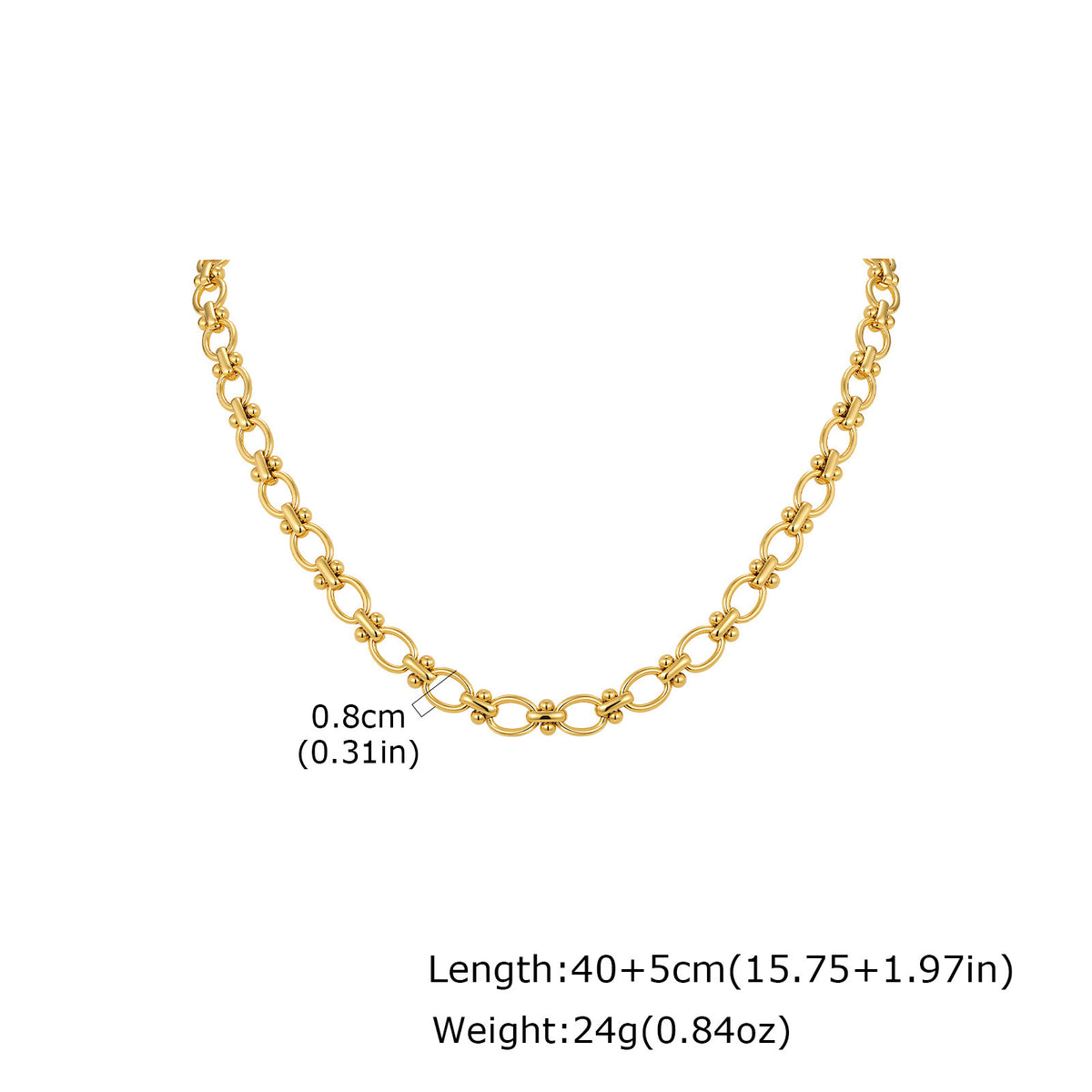 Stainless Steel Handmade Chain Round Cross Chain Interlocking Oval Necklace Bow Chain