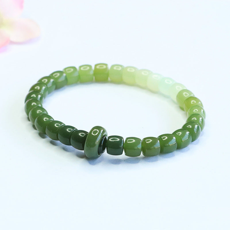 Hetian Jade Gradient Straight-Cut Slider Bracelet