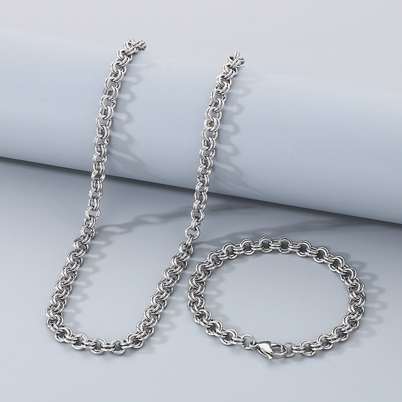Stainless Steel Double Circle O Chain Bracelet Unisex
