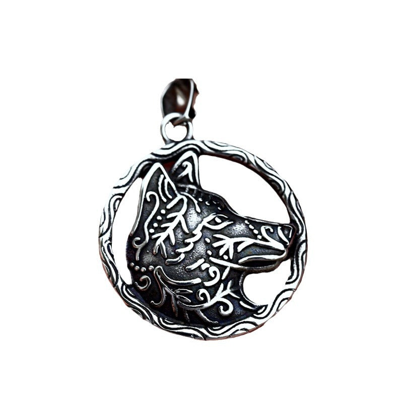 Titanium Steel Retro Men's Wolf Head Pendant Jewelry for Wholesale