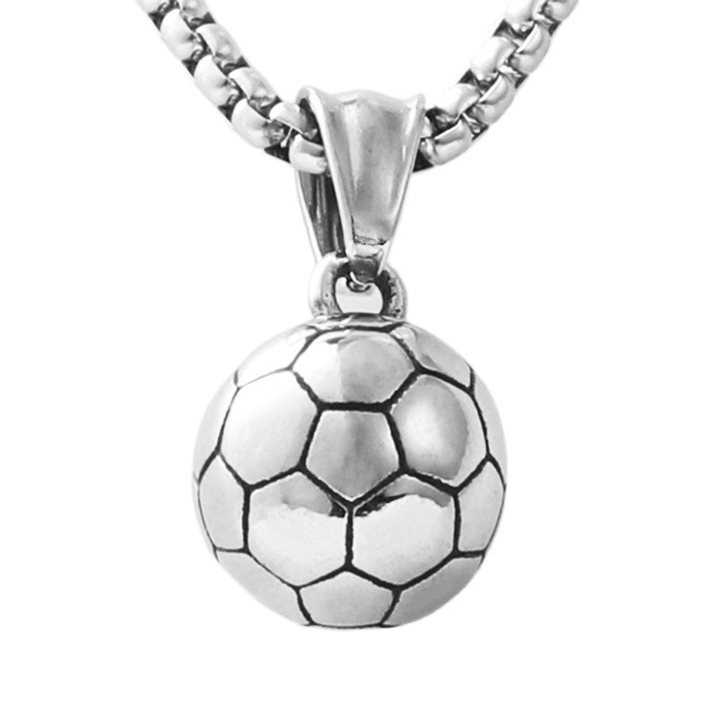 Personalized Retro Titanium Steel Football Pendant Necklace for Men - Trendy Sports Jewelry