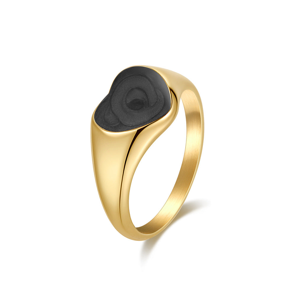 Heart Stainless Steel Ring Women's Gold-Plated Elegant