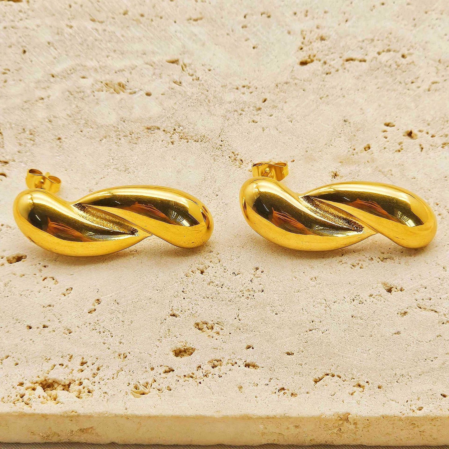 Planderful Statement Geometric Earrings Irregular Cross Stainless Steel Gold Plated For Trendsetting Women