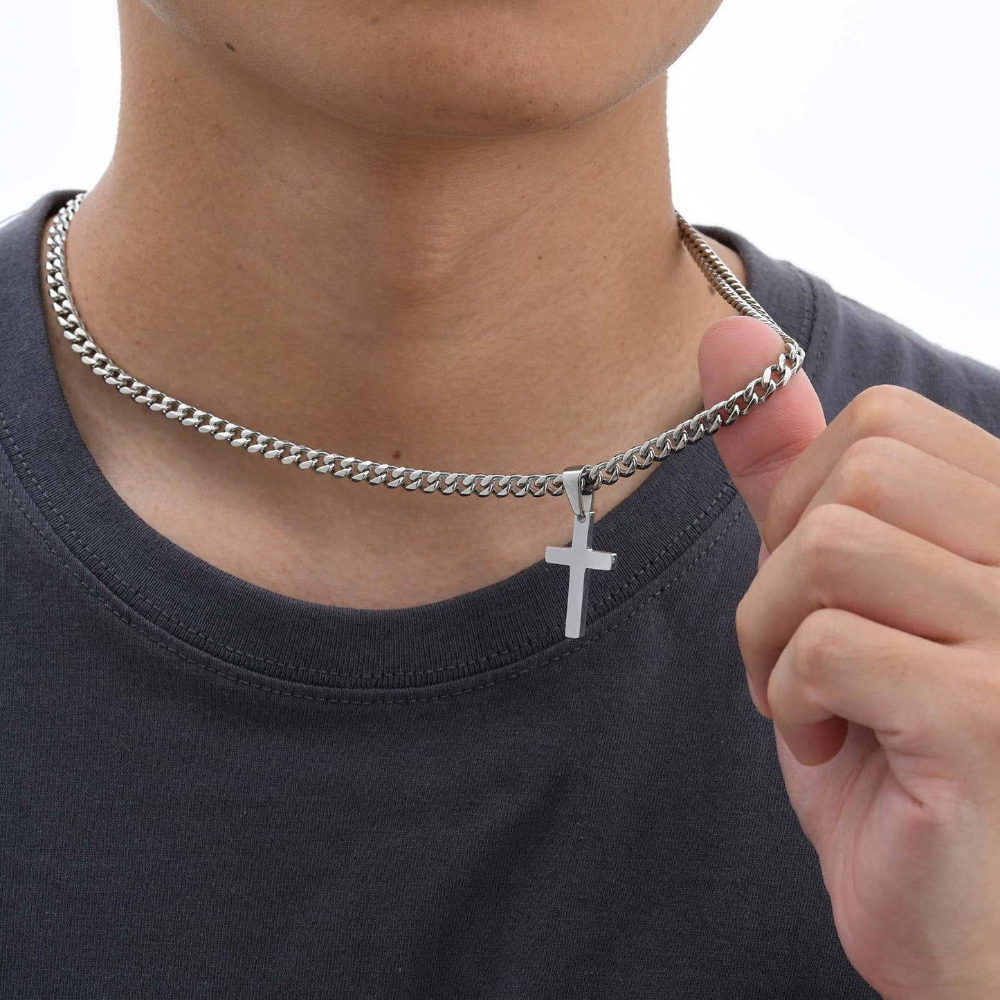 Planderful Stainless Steel Cross Necklace For Men Hip Hop