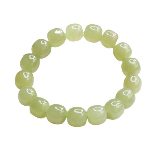 Hetian Jasper Barrel Bead Bracelet