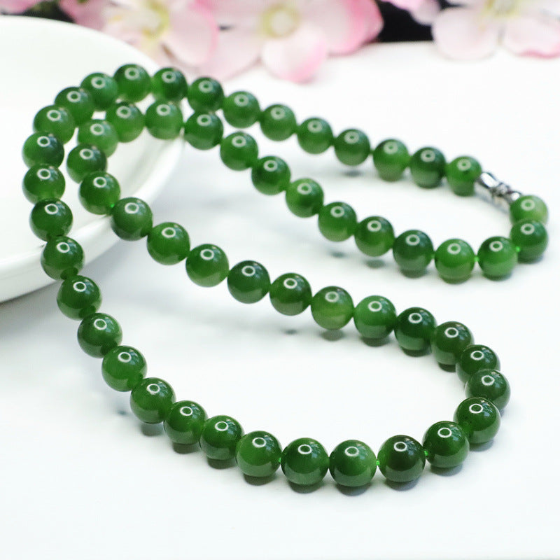 Natural Hetian Jade Necklace Russian Spinach Green Jasper Jewelry