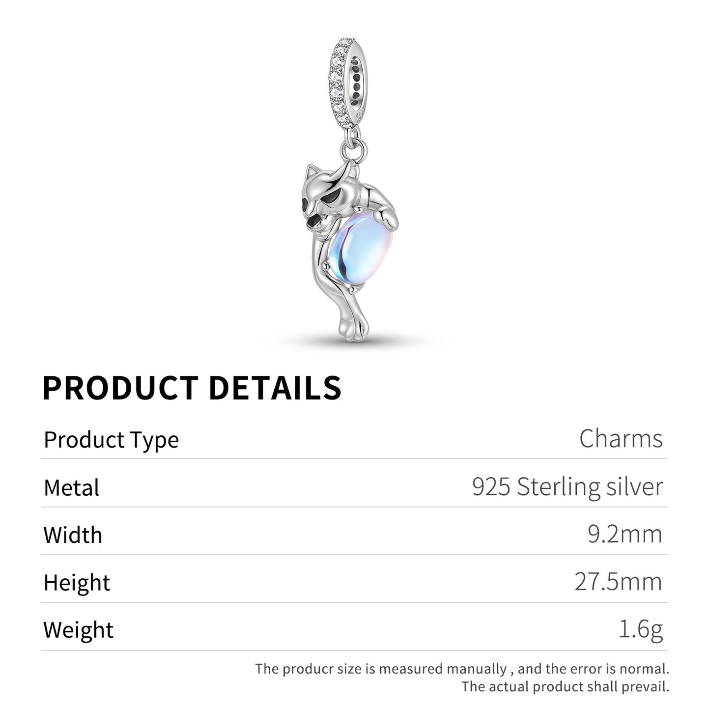 Planderful Jewelry Moonstone Pendant In Sterling Silver Leopard Design Necklace For Everyday Wear