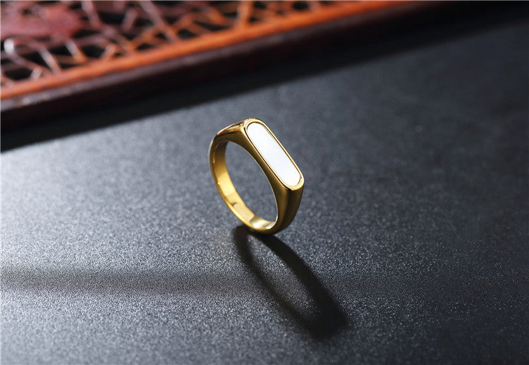 Geometric Shell Ring Titanium Steel Durable For Women Unisex Trend Planderful Everyday Genie Jewelry